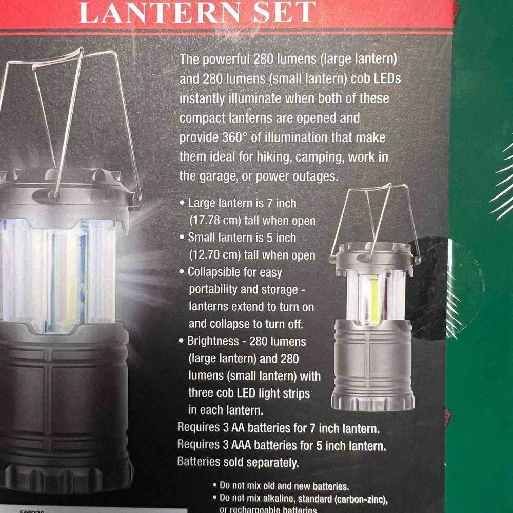 Collapsible Lantern Set 2 Large Small 280 Lumens 3 Watt LED‎ Camping Hiking Gift
